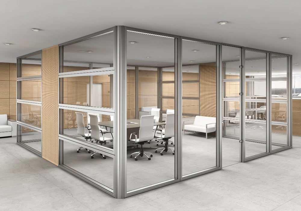 Acoustic double glazed internal glass partition
