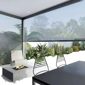 Modern Black Outdoor Roller Shades Metal Aluminium Zip Track Screen