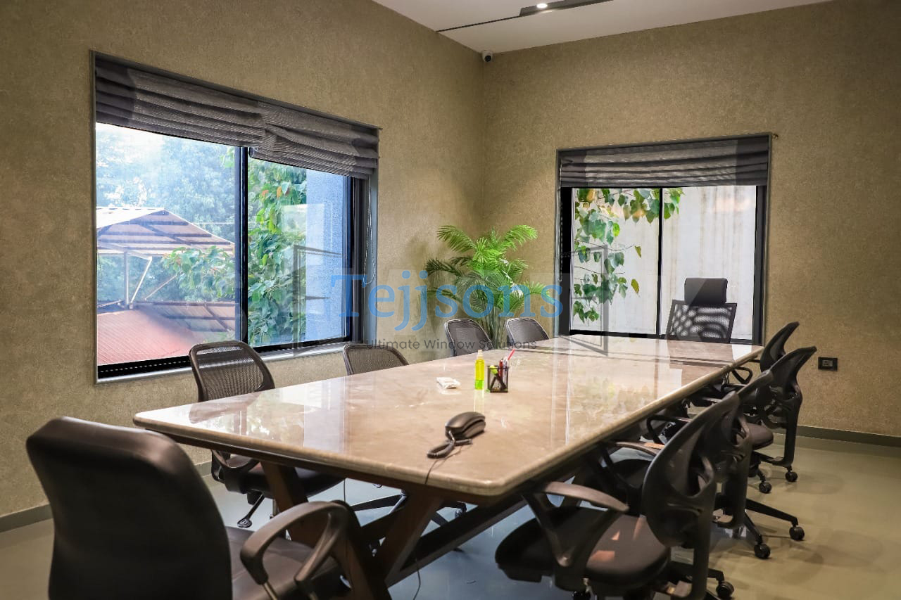 Automated aluminium internal glass partitions in corporate headquarters