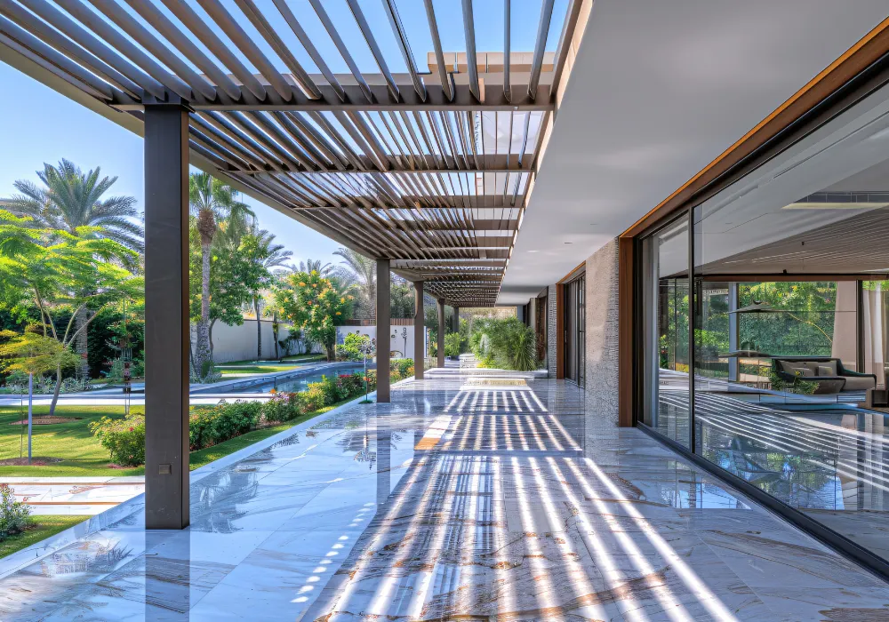 Tejjsons Motorised Louvered Pergola installed over a premium stone patio