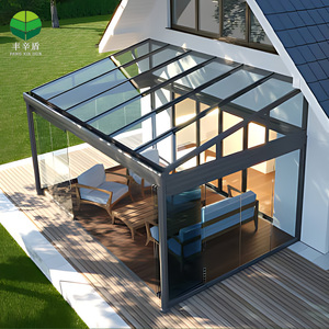 Aluminium Wall Mounted Glass Sunroom Pergola Hybrid