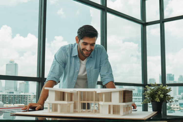 Property Developer inspecting building project