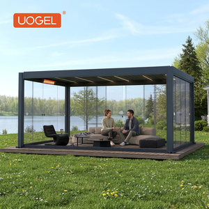 UOGEL C7 Classic Luxury Freestanding Aluminum Alloy Automatic Louvered Pergola Powder Coated Finish Motorized/Manual Operation