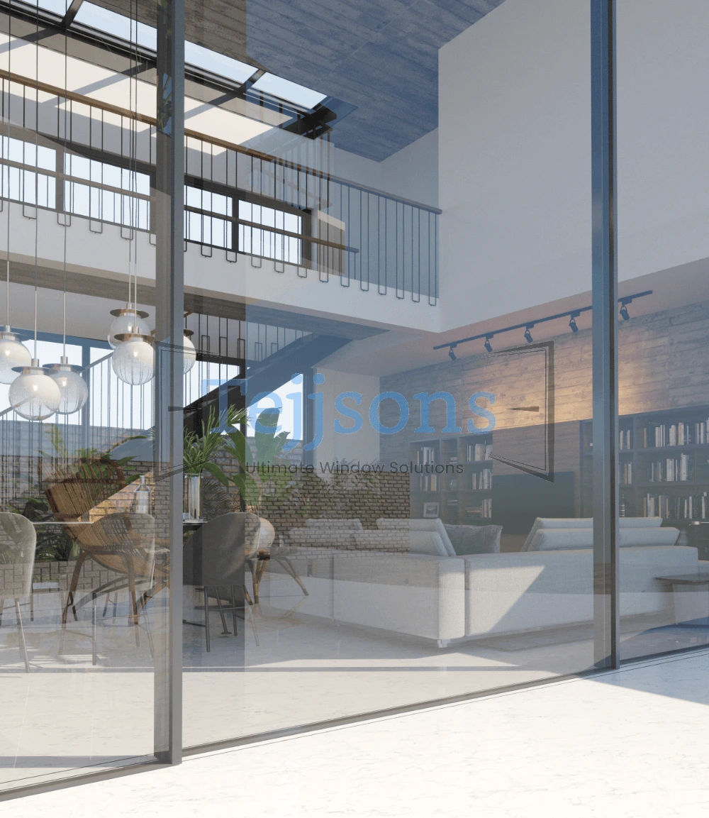 Custom architectural arched glazing integrated into luxury modern interior